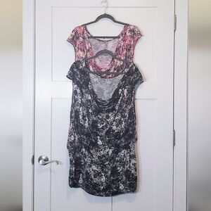 Lane Bryant (Lot Of 2) Sleeveless Tunic Tops Draped Neck Size 26/28 Black Pink